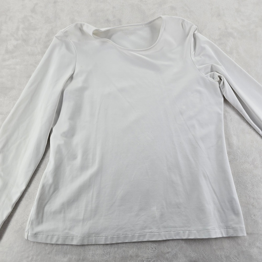 Chico's Tee Womens 2 Top White Long Sleeve Microfiber Stretch Scoop Neck